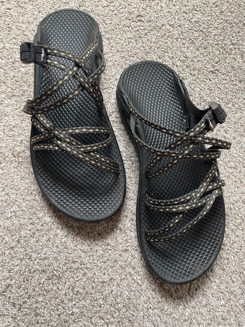 Chaco Black Sandals with Patterned Straps